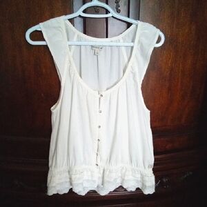 Toad&Co Women's Organic Cotton Sleeveless Tank With Eyelet Lace Size Large
